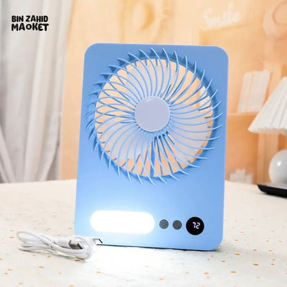 FOLDABLE SLIM MINI SUMMER DESK FAN WITH LED LIGHT