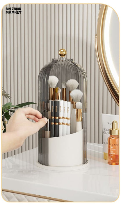 LUXOR ROTATING MAKEUP BRUSH HOLDER - CLEAR CAGE