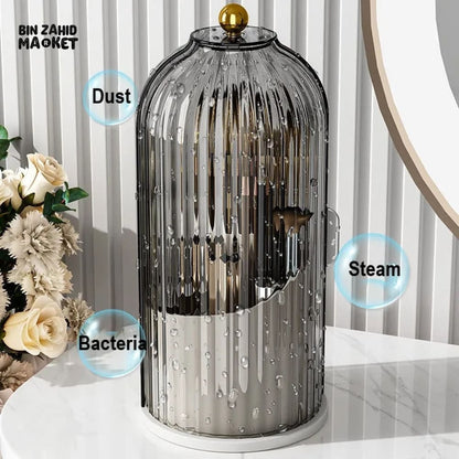 LUXOR ROTATING MAKEUP BRUSH HOLDER - CLEAR CAGE