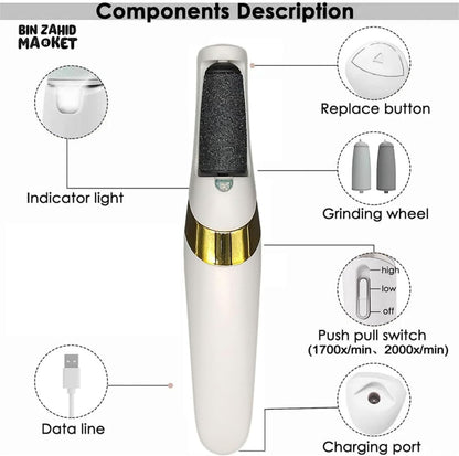 RECHARGEABLE ELECTRIC CALLUS REMOVER – CORDLESS ELECTRONIC FOOT FILE FOR WOMEN & MEN