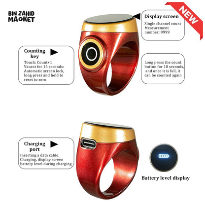 SMART WATERPROOF DIGITAL ZIKR TASBEEH RING
